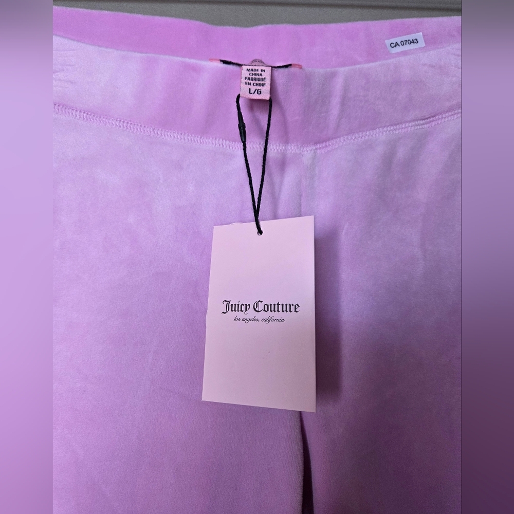 Juicy Couture Pink Velour Track Pants Bling Juicy Bottom - Picture 6 of 7